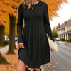 Long-Sleeved Square Neck Knit Fall Dress