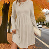 Long-Sleeved Square Neck Knit Fall Dress