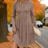 Long-Sleeved Square Neck Knit Fall Dress