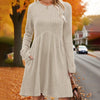Long-Sleeved Square Neck Knit Fall Dress