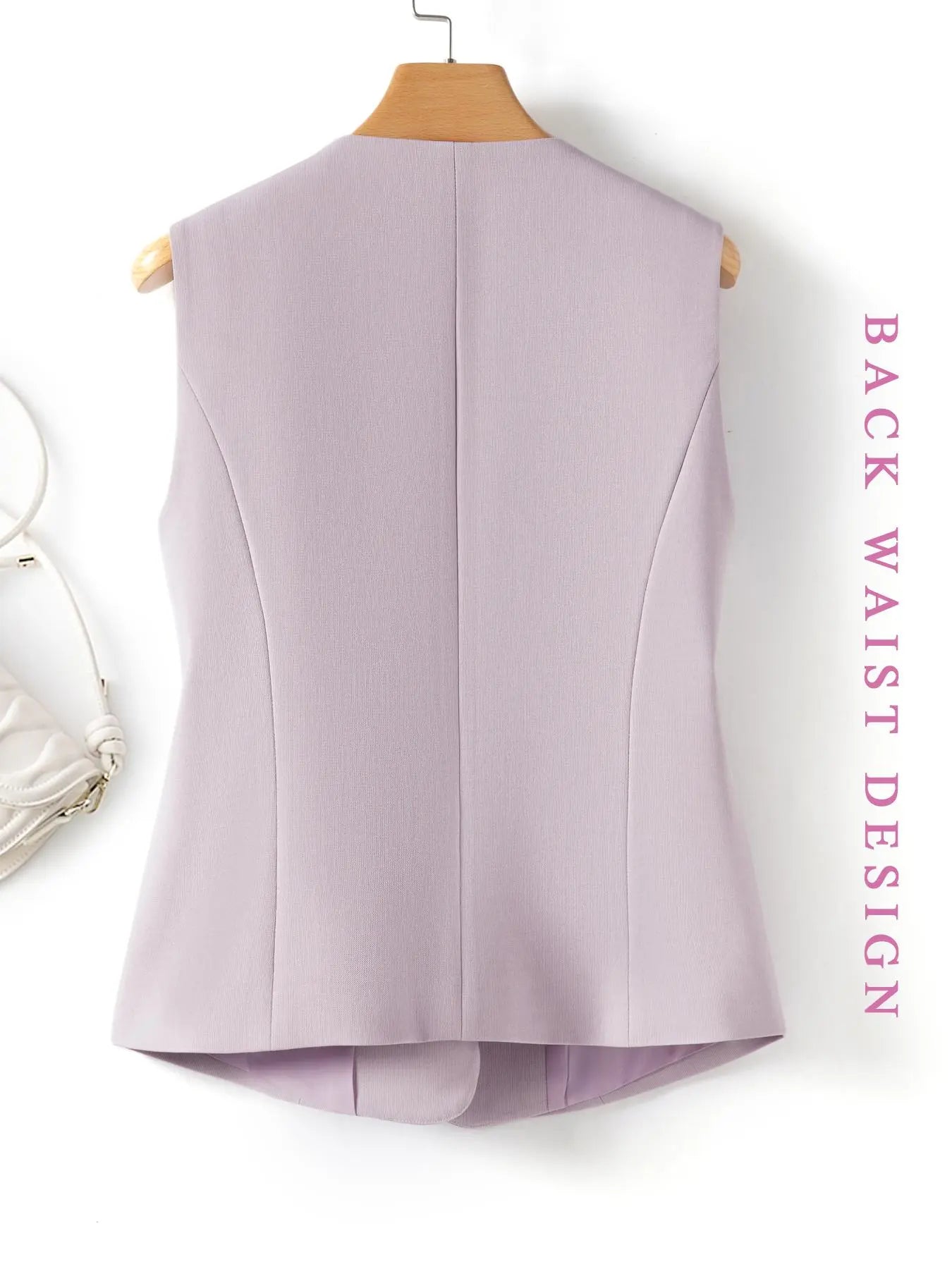 Women's Minimalist Asymmetric Button-Front Fitted Blazer Vest