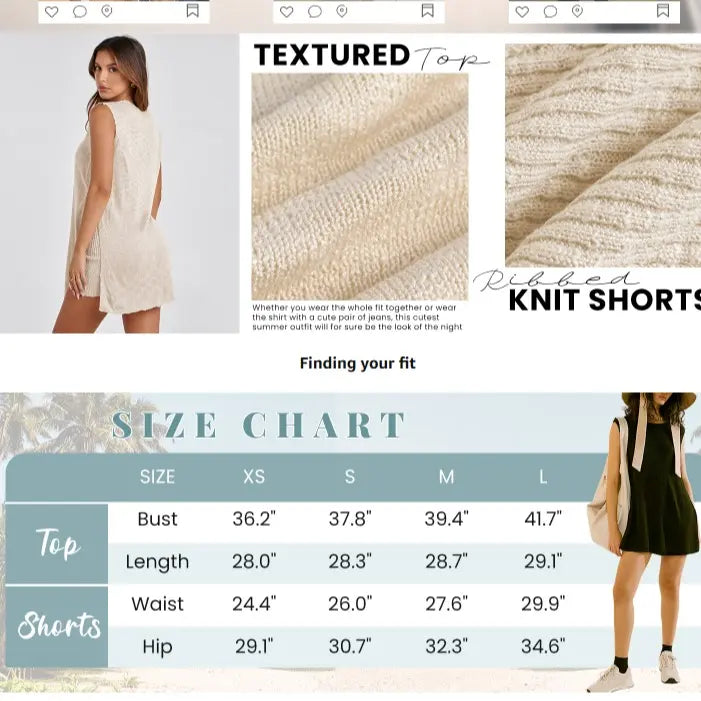 Women's Knit Sweater Shorts Set