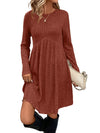 Long-Sleeved Square Neck Knit Fall Dress